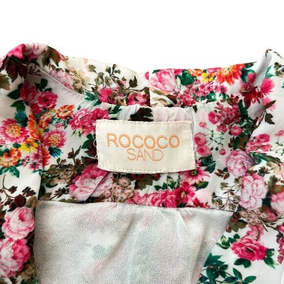 Rococo Sand Women’s Vie Crepe Pink Floral Green Long Sleeve Ruffle Mini Dress XS - Picture 4 of 13